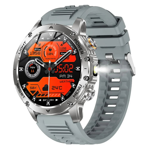 AK87 Smart Watch 1.7-inch HD Screen Outdoor Sports Bracelet with BT Calling, Health Monitoring - Silver / Silicone Strap - 1