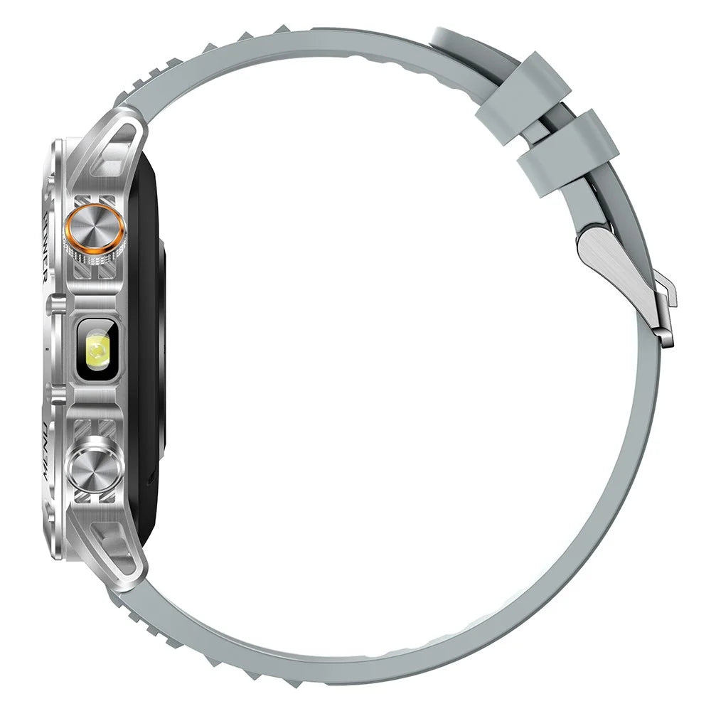 AK87 Smart Watch 1.7-inch HD Screen Outdoor Sports Bracelet with BT Calling, Health Monitoring - Silver / Silicone Strap - 4