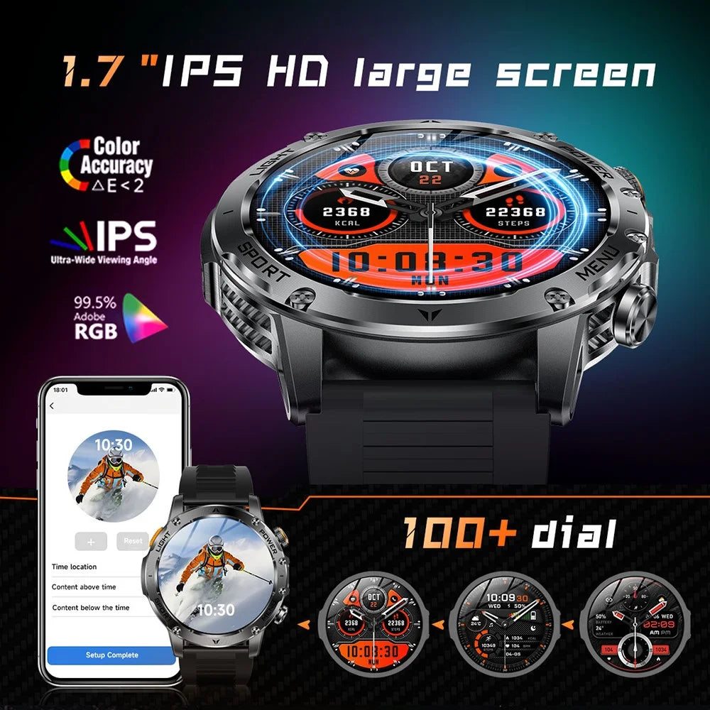 AK87 Smart Watch 1.7-inch HD Screen Outdoor Sports Bracelet with BT Calling, Health Monitoring - Silver / Silicone Strap - 6