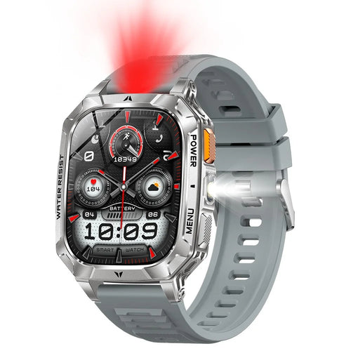 AK103 Smart Watch 2.01 Inch HD Screen Bluetooth-compatible Call 100+ Sports Modes Waterproof Fitness Tracker - Grey Silicone Strap - 1