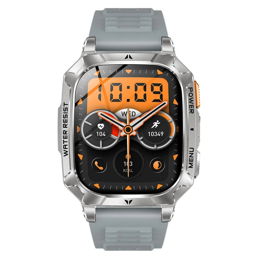 AK103 Smart Watch 2.01 Inch HD Screen Bluetooth-compatible Call 100+ Sports Modes Waterproof Fitness Tracker - Grey Silicone Strap - 2