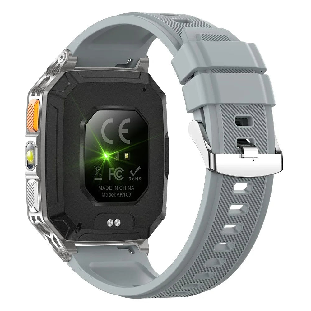 AK103 Smart Watch 2.01 Inch HD Screen Bluetooth-compatible Call 100+ Sports Modes Waterproof Fitness Tracker - Grey Silicone Strap - 3
