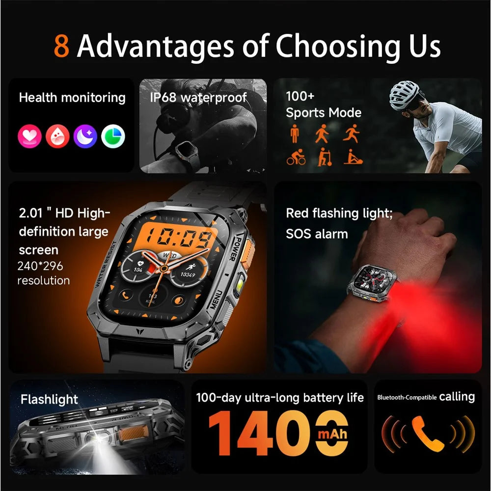 AK103 Smart Watch 2.01 Inch HD Screen Bluetooth-compatible Call 100+ Sports Modes Waterproof Fitness Tracker - Grey Silicone Strap - 5