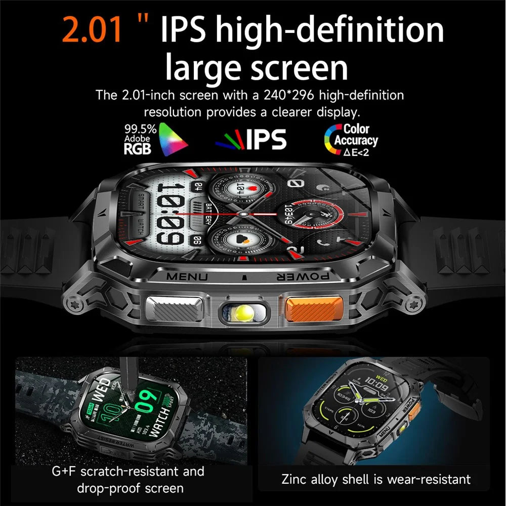 AK103 Smart Watch 2.01 Inch HD Screen Bluetooth-compatible Call 100+ Sports Modes Waterproof Fitness Tracker - Grey Silicone Strap - 6