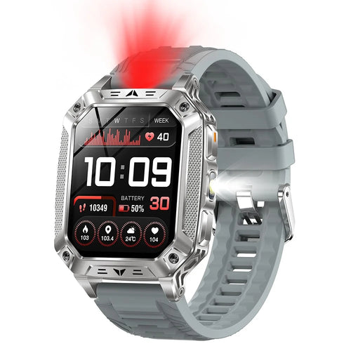 AK86 2.01 Inch HD Screen Smart Watch Heart Rate Blood Oxygen Monitor Bluetooth-compatible Calling Sports Wristwatch - Grey Silicone Strap - 1