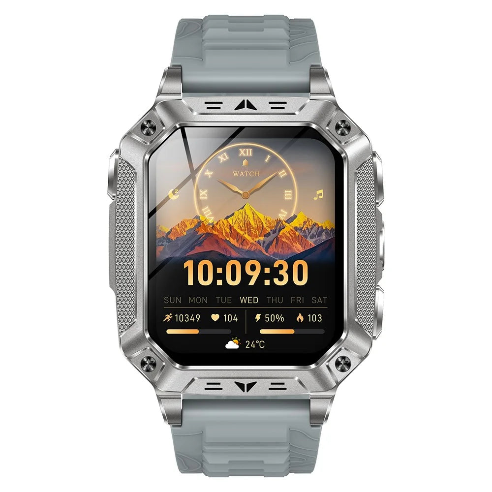 AK86 2.01 Inch HD Screen Smart Watch Heart Rate Blood Oxygen Monitor Bluetooth-compatible Calling Sports Wristwatch - Grey Silicone Strap - 2