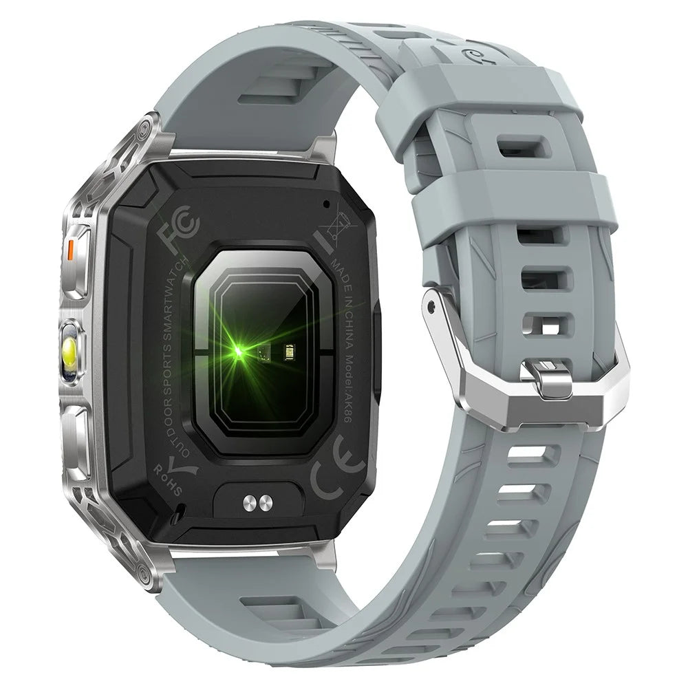 AK86 2.01 Inch HD Screen Smart Watch Heart Rate Blood Oxygen Monitor Bluetooth-compatible Calling Sports Wristwatch - Grey Silicone Strap - 3