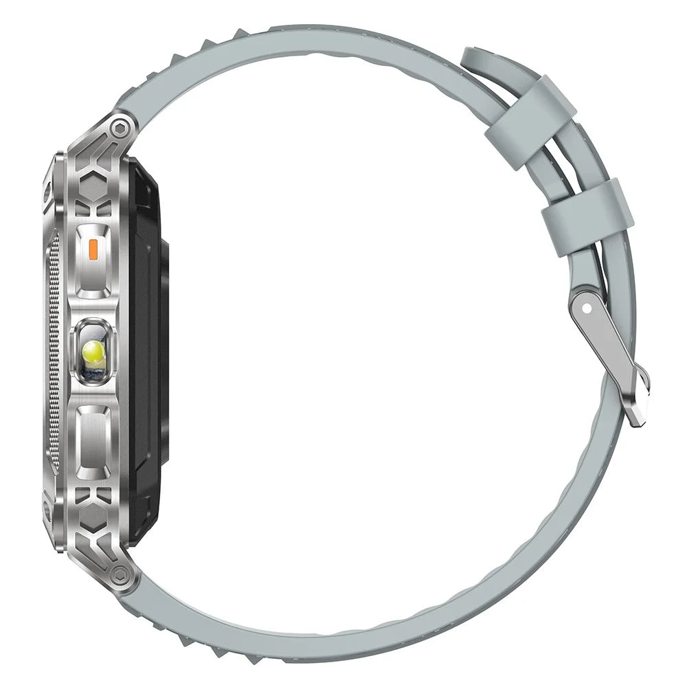 AK86 2.01 Inch HD Screen Smart Watch Heart Rate Blood Oxygen Monitor Bluetooth-compatible Calling Sports Wristwatch - Grey Silicone Strap - 4