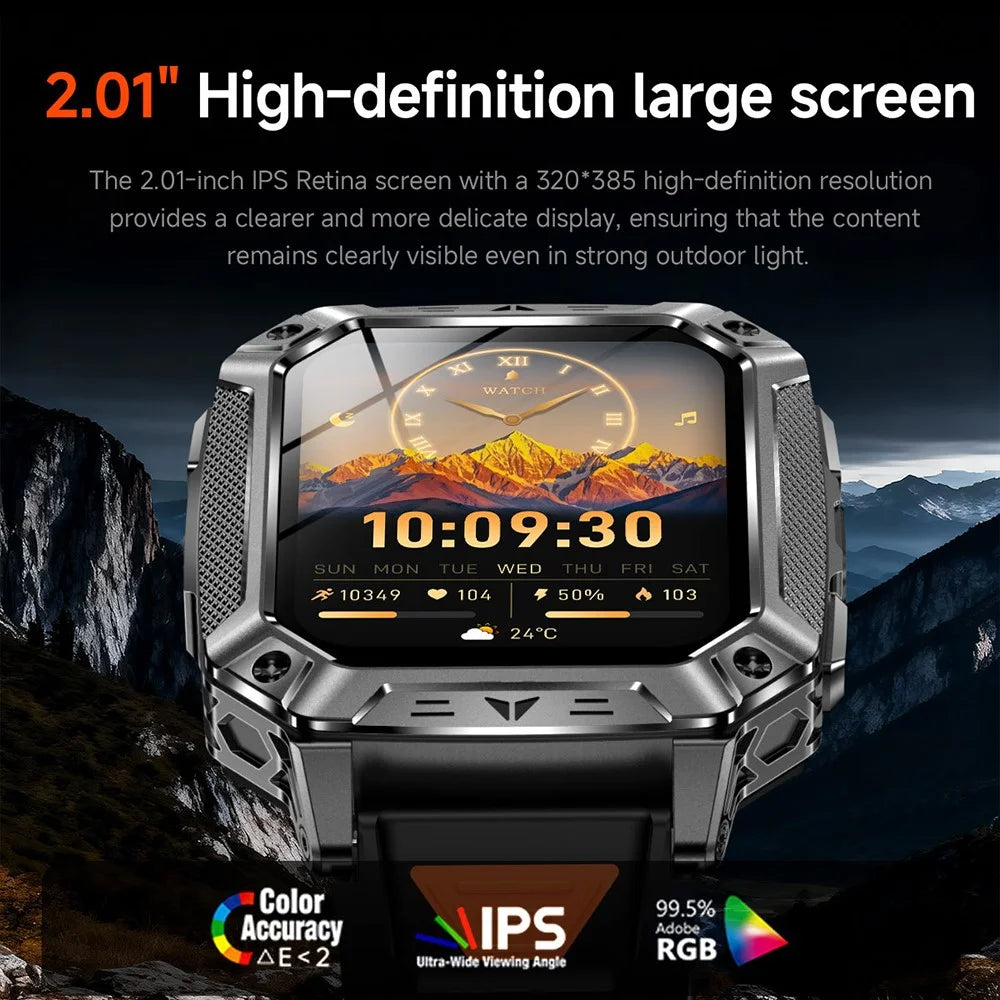AK86 2.01 Inch HD Screen Smart Watch Heart Rate Blood Oxygen Monitor Bluetooth-compatible Calling Sports Wristwatch - Grey Silicone Strap - 6