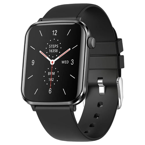 V82 Smart Watch 1.85 Inch AMOLED HD Display Fitness Health Bracelet with BT Calling, Silicone Strap - Black - 1
