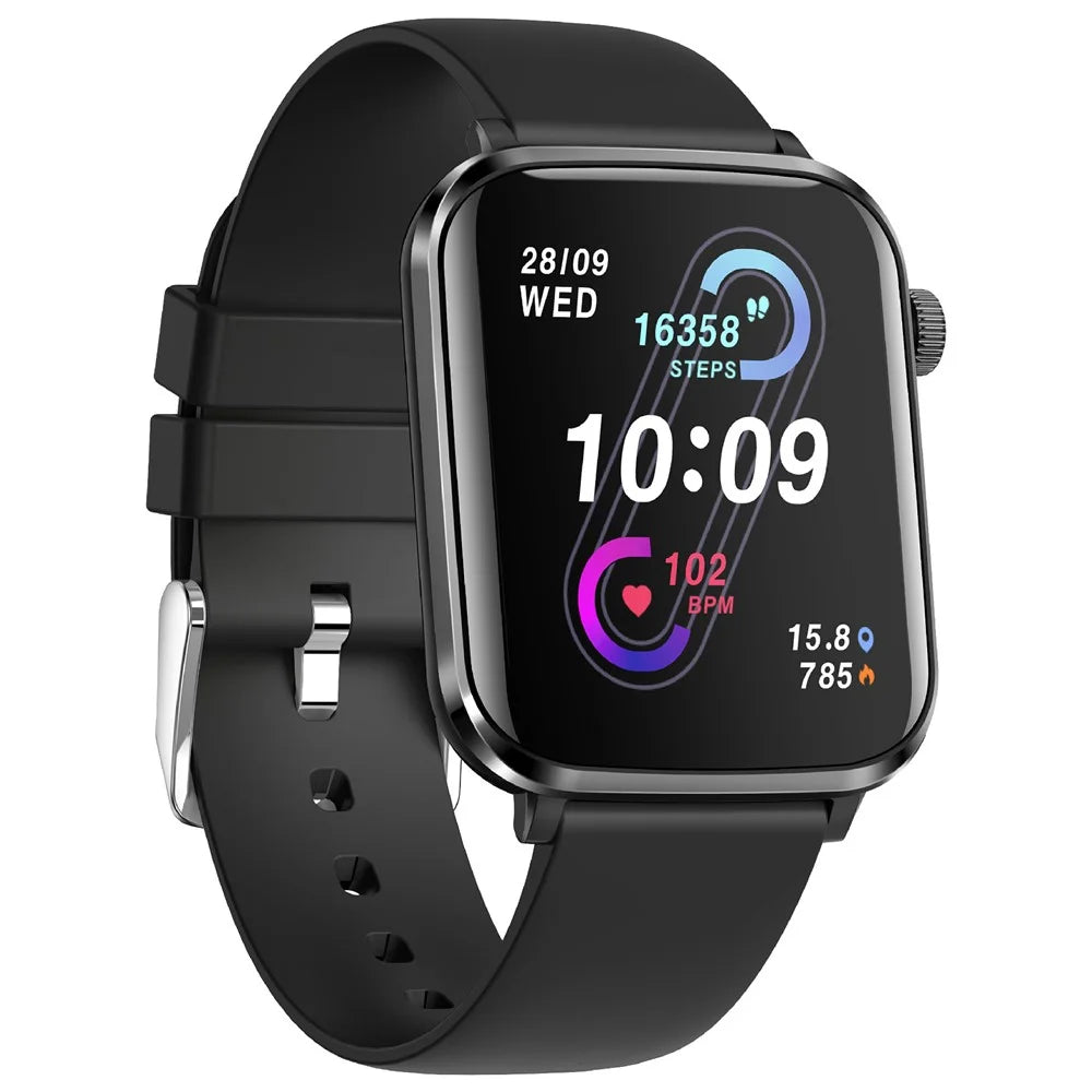V82 Smart Watch 1.85 Inch AMOLED HD Display Fitness Health Bracelet with BT Calling, Silicone Strap - Black - 2