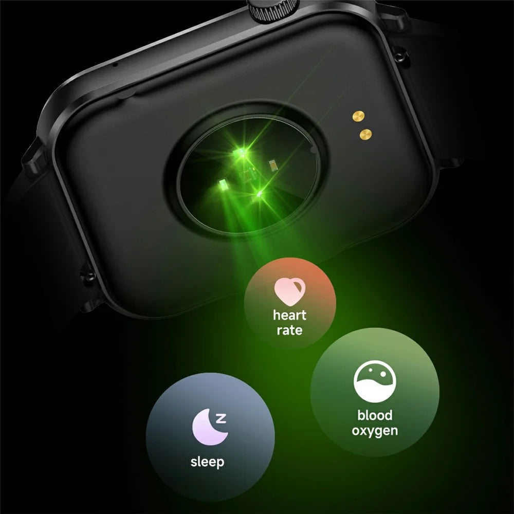V82 Smart Watch 1.85 Inch AMOLED HD Display Fitness Health Bracelet with BT Calling, Silicone Strap - Black - 6
