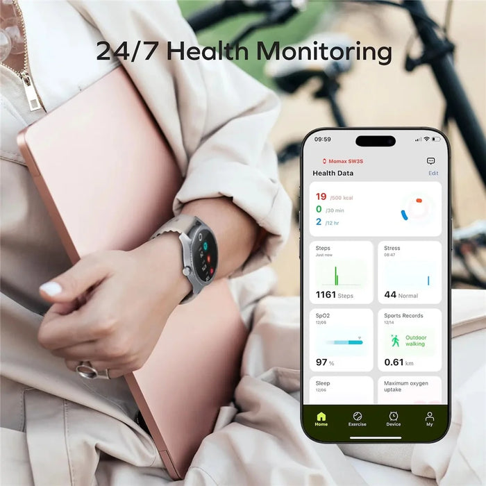 MOMAX 1-Wear Smart Watch IP68 Waterproof Sport Bracelet with Health Monitoring  /  Activity Tracking  /  Sleep Analysis  /  for iOS / Android - Black - 7