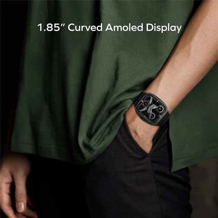 MOMAX 1-Wear Curvex Smart Watch 1.85" AMOLED Display Health Monitor Fitness Tracker with 100+ Sport Modes - Black - 4