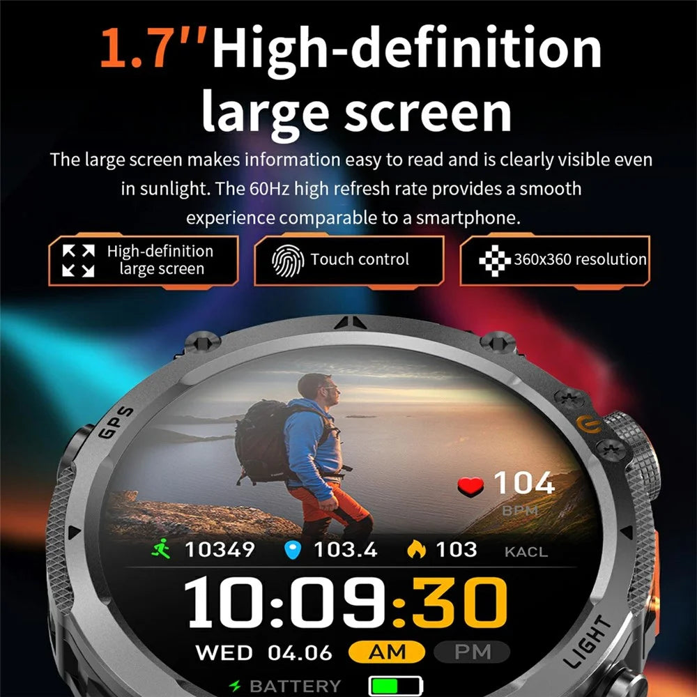 HT42 Smart Watch GPS Positioning Wireless Calling Heart Rate Monitor For Outdoor Sports - Black - 4