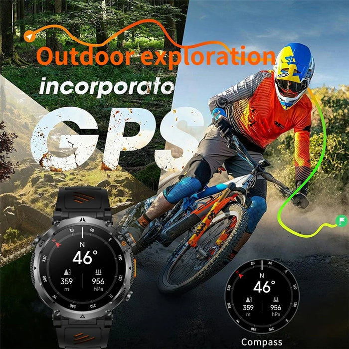 HT42 Smart Watch GPS Positioning Sports Band with BT Call Heart Rate Monitor Pedometer Flashlight Compass for Outdoor Activities - Orange - 4
