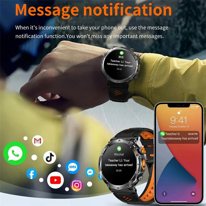 HT42 Smart Watch GPS Positioning Sports Band with BT Call Heart Rate Monitor Pedometer Flashlight Compass for Outdoor Activities - Orange - 5