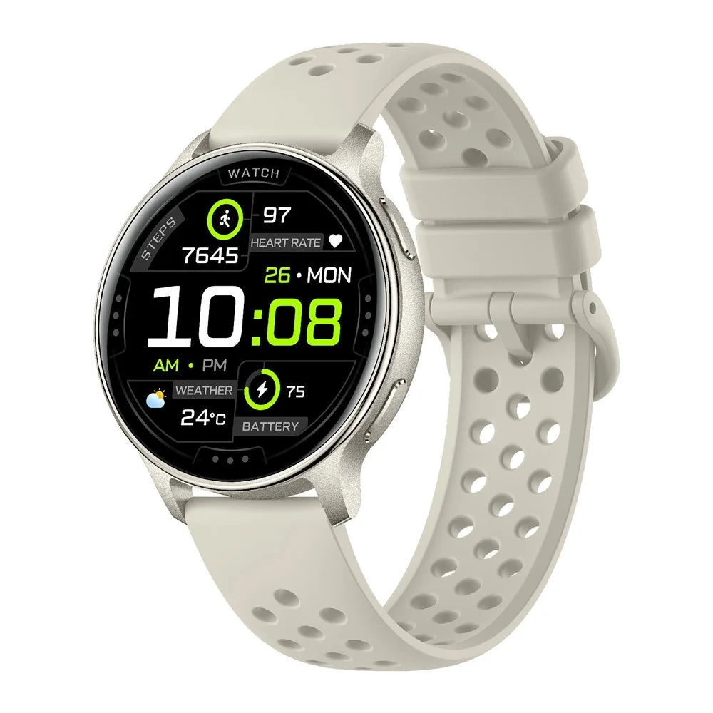 HT43 1.32 inch AMOLED Smart Watch GPS BT Calling Compass Outdoor Sports Tracker Band for Women - White - 1