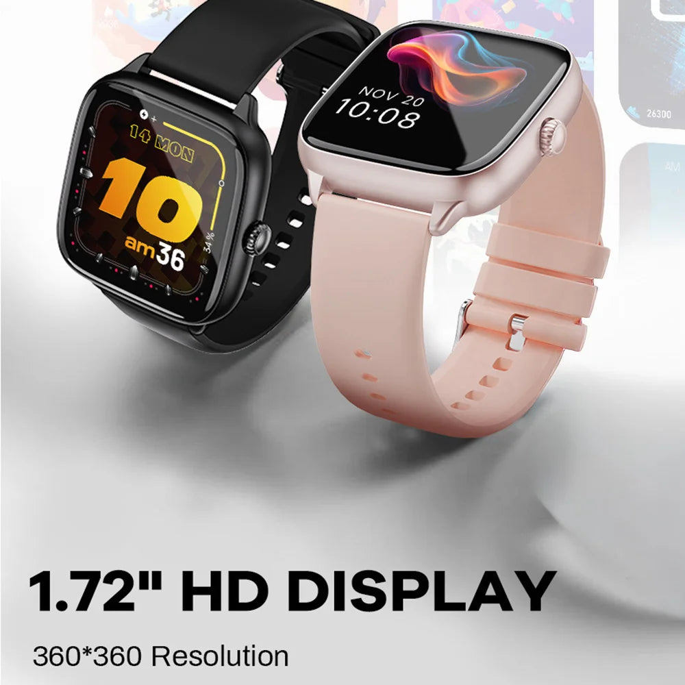 T70 1.72 inch HD Screen Smart Watch with BT Calling Multi Sport Modes Heart Rate Blood Pressure Monitoring - Black - 3