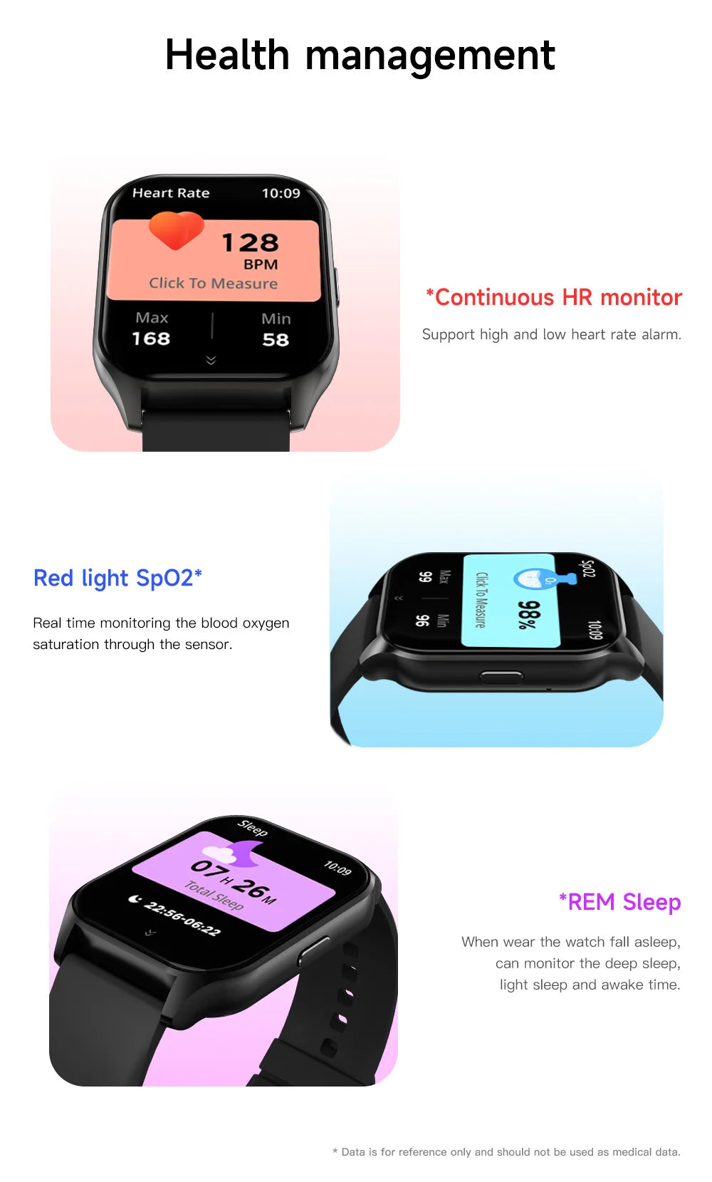 T62 1.83-inch Display Smart Watch IP68 Waterproof Sports Bracelet with Heart Rate Blood Pressure Blood Oxygen Monitoring - Pink - Pink - 5