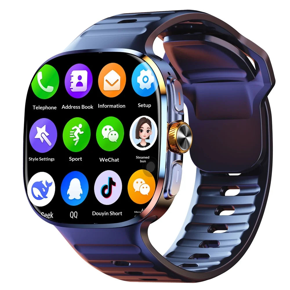 M99 2.4 Inch AMOLED Smart Watch 5G SIM Card BT Assistant Dual System GPS Health Monitoring - Black - 1