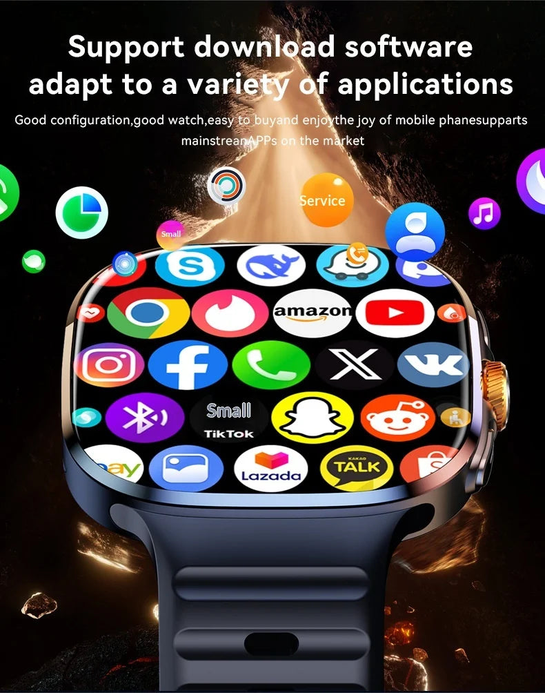 M99 2.4 Inch AMOLED Smart Watch 5G SIM Card BT Assistant Dual System GPS Health Monitoring - Black - 5