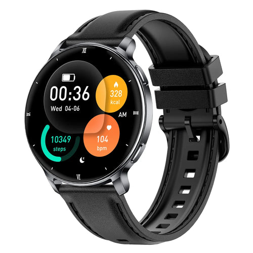 HT39 1.32 inch AMOLED Smart Watch BT Call Electric Band with Heart Rate Blood Pressure Monitoring - Black (Silicone Strap) - 1