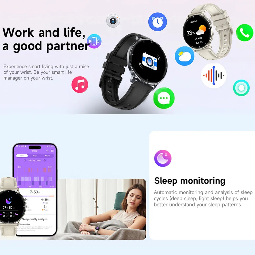 HT39 1.32 inch AMOLED Smart Watch BT Call Electric Band with Heart Rate Blood Pressure Monitoring - Black (Silicone Strap) - 7