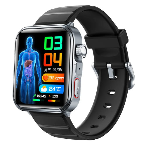 F330 Smart Watch Bluetooth-Compatible Calling Heart Rate Blood Oxygen ECG Monitoring Sports Watch - Black / Silicone Strap - 1