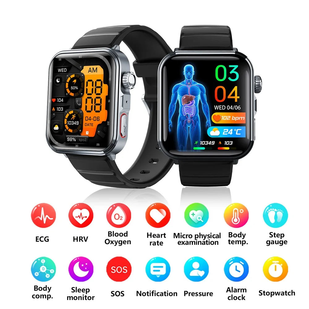 F330 Smart Watch Bluetooth-Compatible Calling Heart Rate Blood Oxygen ECG Monitoring Sports Watch - Black / Silicone Strap - 2