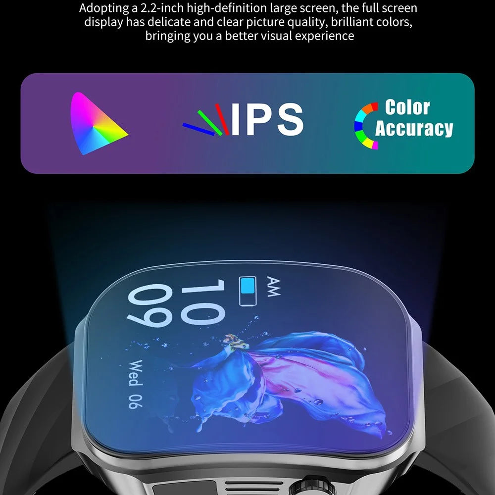 U15 2.2 Inch Square Screen Smart Watch Health Monitor Bluetooth-compatible Call Fitness Tracker Built-in Flashlight - Black - 2