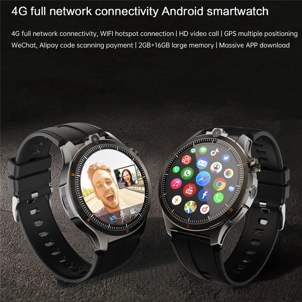 UC16 4G Android Smart Watch Dual Camera 1.43 Inch AMOLED Screen Heart Rate Monitor Sports Wristwatch - Black - 2