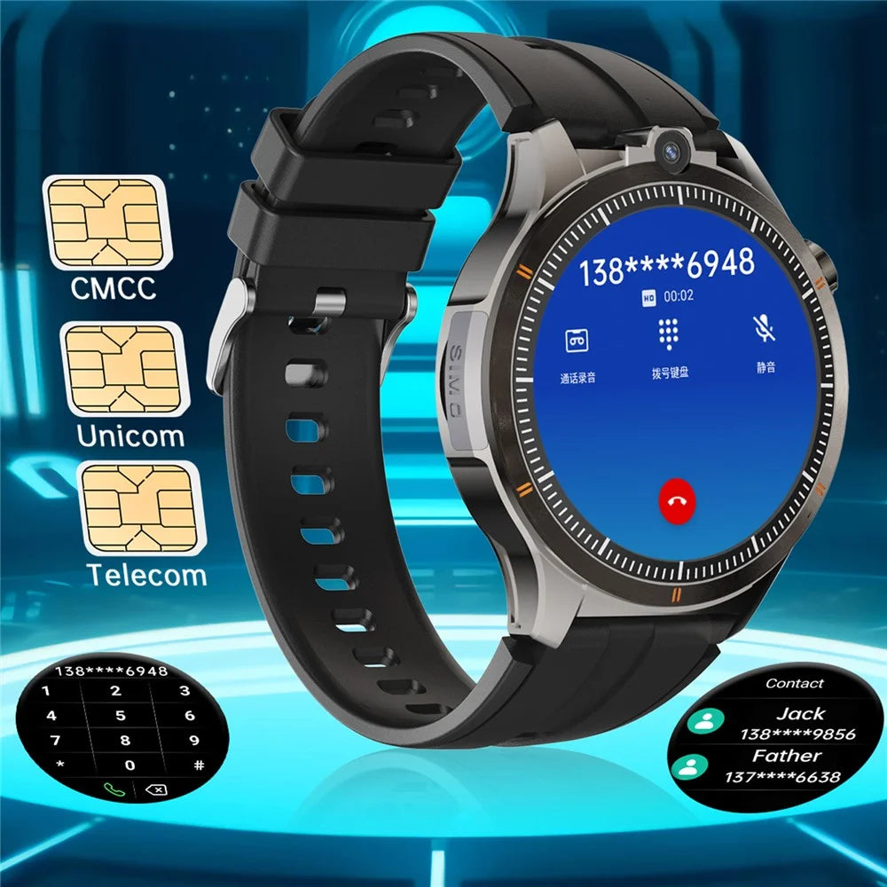 UC16 4G Android Smart Watch Dual Camera 1.43 Inch AMOLED Screen Heart Rate Monitor Sports Wristwatch - Black - 4