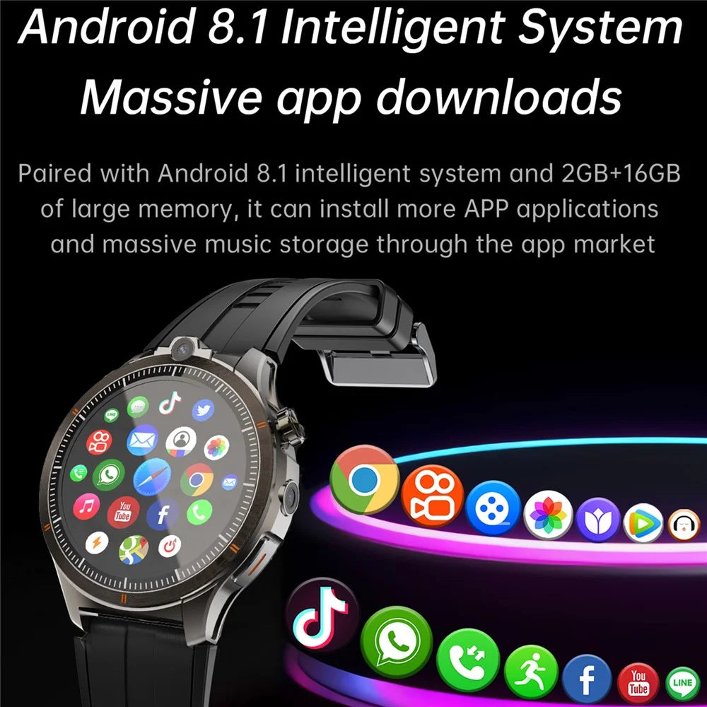 UC16 4G Android Smart Watch Dual Camera 1.43 Inch AMOLED Screen Heart Rate Monitor Sports Wristwatch - Black - 5