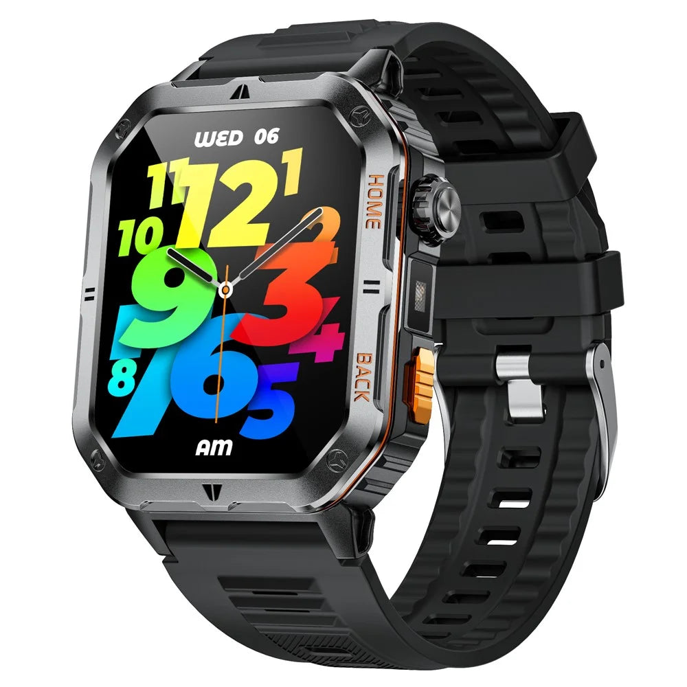 MT62 Outdoor Adventure Smart Watch IP68 Waterproof 2.01 Inch IPS Screen Fitness Tracker Built-in LED Flashlight - Black - 1