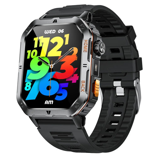 MT62 Outdoor Adventure Smart Watch IP68 Waterproof 2.01 Inch IPS Screen Fitness Tracker Built-in LED Flashlight - Black - 1