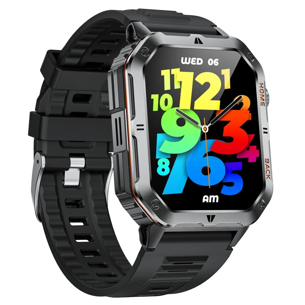 MT62 Outdoor Adventure Smart Watch IP68 Waterproof 2.01 Inch IPS Screen Fitness Tracker Built-in LED Flashlight - Black - 2