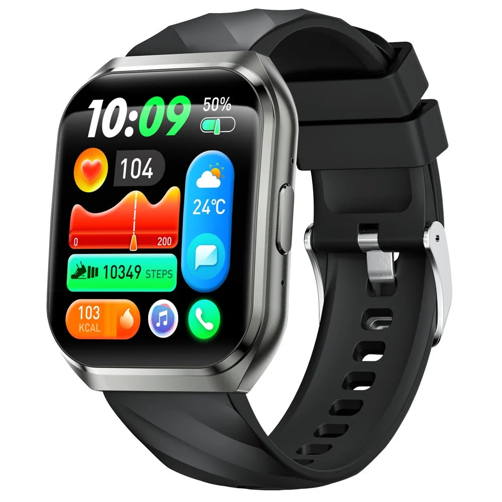 MT66 Silicone Strap Smart Watch 1.83 Inch IPS Screen Fitness Tracker IP68 Waterproof Heart Rate Monitor - Black - 1