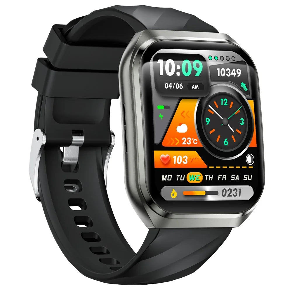 MT66 Silicone Strap Smart Watch 1.83 Inch IPS Screen Fitness Tracker IP68 Waterproof Heart Rate Monitor - Black - 2
