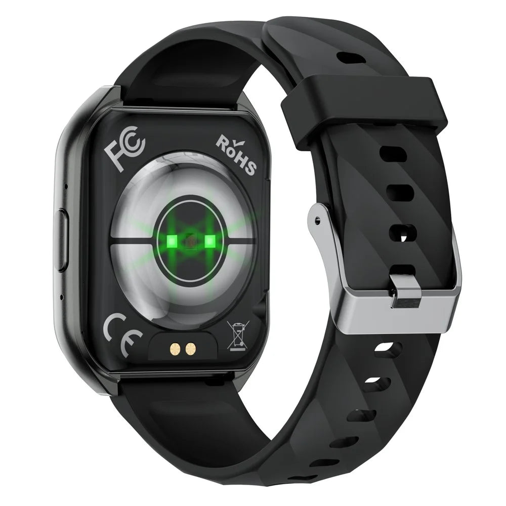MT66 Silicone Strap Smart Watch 1.83 Inch IPS Screen Fitness Tracker IP68 Waterproof Heart Rate Monitor - Black - 3