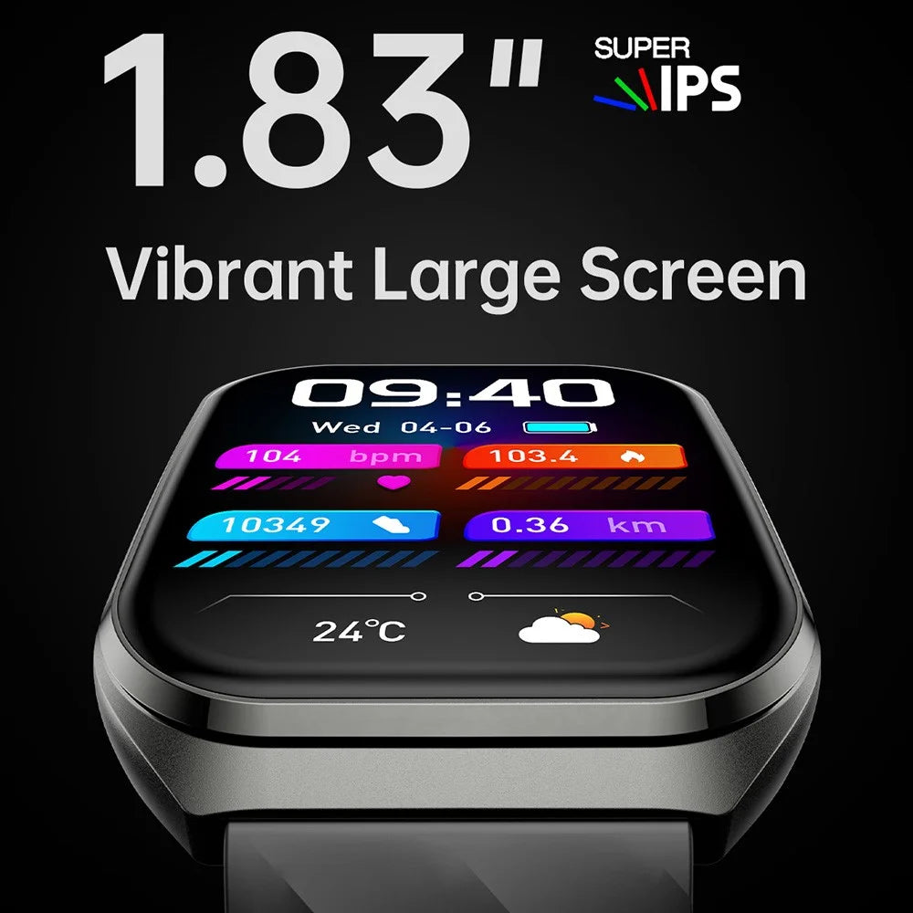 MT66 Silicone Strap Smart Watch 1.83 Inch IPS Screen Fitness Tracker IP68 Waterproof Heart Rate Monitor - Black - 7