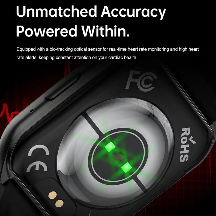 MT66 Leather Strap Smart Watch 1.83 Inch IPS Screen Fitness Tracker IP68 Waterproof Heart Rate Monitor - Black - 3