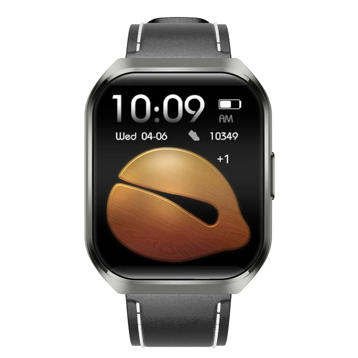 MT66 Leather Strap Smart Watch 1.83 Inch IPS Screen Fitness Tracker IP68 Waterproof Heart Rate Monitor - Black - 7