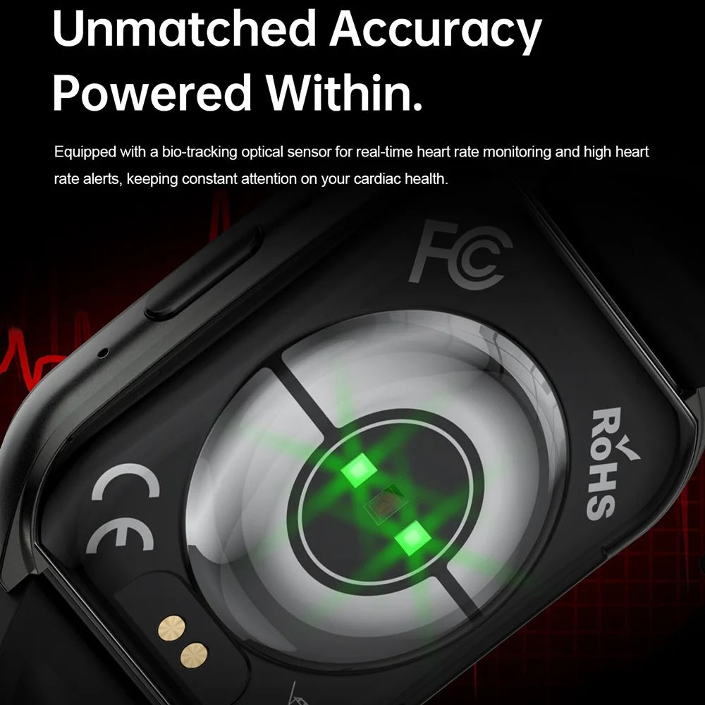MT66 Steel Strap Smart Watch 1.83 Inch IPS Screen Fitness Tracker IP68 Waterproof Heart Rate Monitor - Black - 3