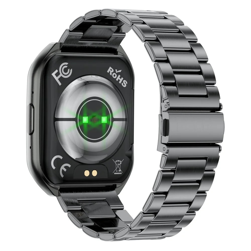 MT66 Steel Strap Smart Watch 1.83 Inch IPS Screen Fitness Tracker IP68 Waterproof Heart Rate Monitor - Black - 5
