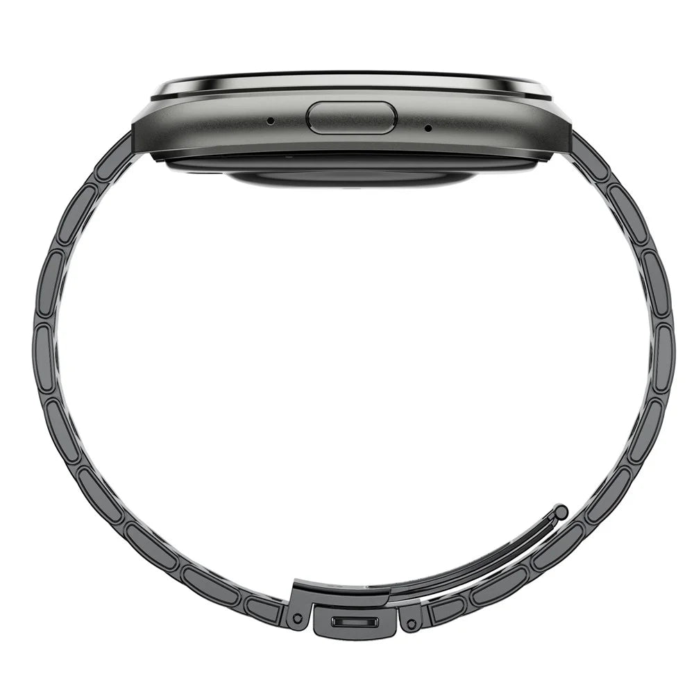 MT66 Steel Strap Smart Watch 1.83 Inch IPS Screen Fitness Tracker IP68 Waterproof Heart Rate Monitor - Black - 6