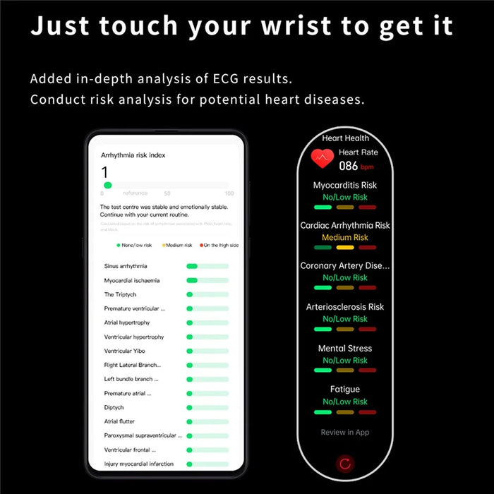 F240 Smart Health Watch ECG Heart Rate Blood Pressure Blood Oxygen Sleep Monitor IP67 Waterproof Sports Watch - Black Silicone Strap - 7