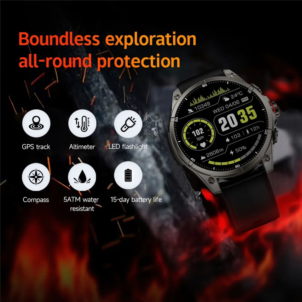 FT66 1.43 Inch AMOLED Screen Smart Watch 5 ATM Waterproof GPS Track Health Monitor Bluetooth-compatible Call Wrist Watch - Black - 5