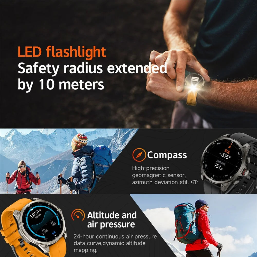 FT66 1.43 Inch AMOLED Screen Smart Watch 5 ATM Waterproof GPS Track Health Monitor Bluetooth-compatible Call Wrist Watch - Black - 7
