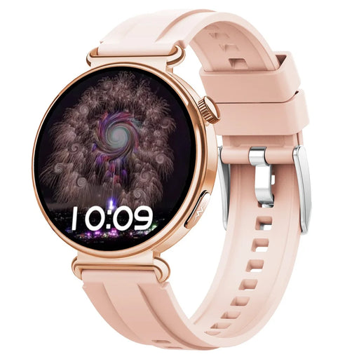 ET493 1.32 Inch AMOLED Screen Smart Watch with Silicone Strap ECG Heart Rate Blood Oxygen Monitor Bluetooth-compatible Call Wrist Watch - Gold+Pink - 1